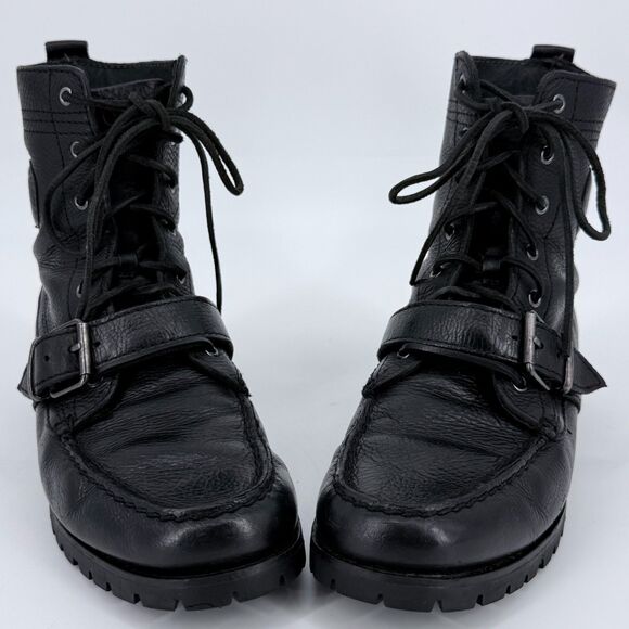 Polo Ralph Lauren Ranger Leather Buckle Boots Black Size 8